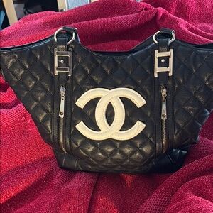 Chanel Black Quilted Leather Tote Bag